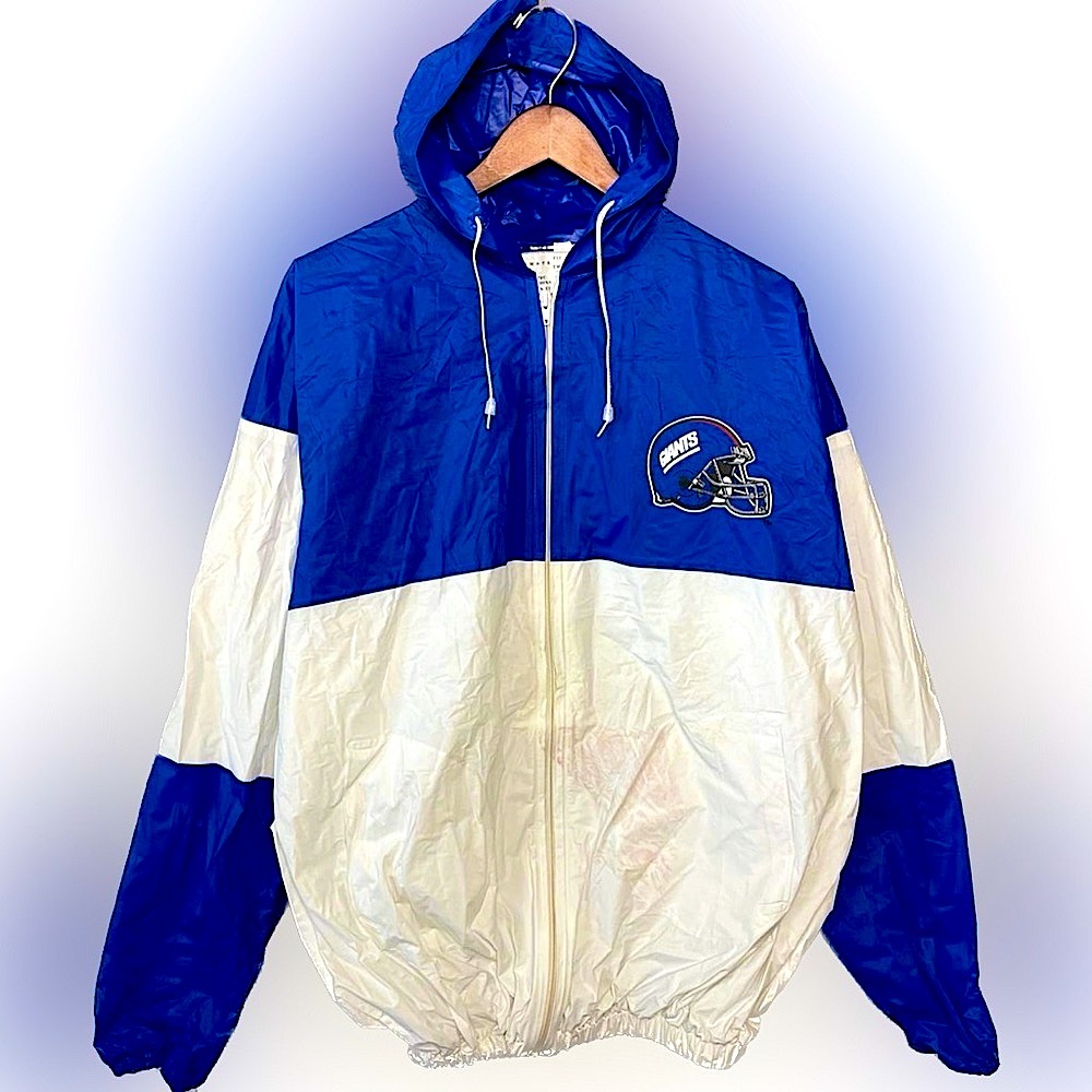NEW YORK GIANTS | VINTAGE 80s / 90s RAIN JACKET | Full-Zip, w/ Pockets